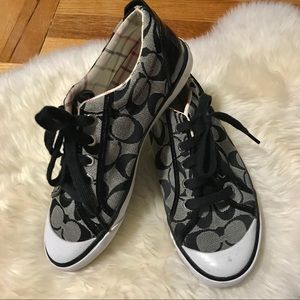 Authentic Coach Black Canvas Monogram Sneakers
